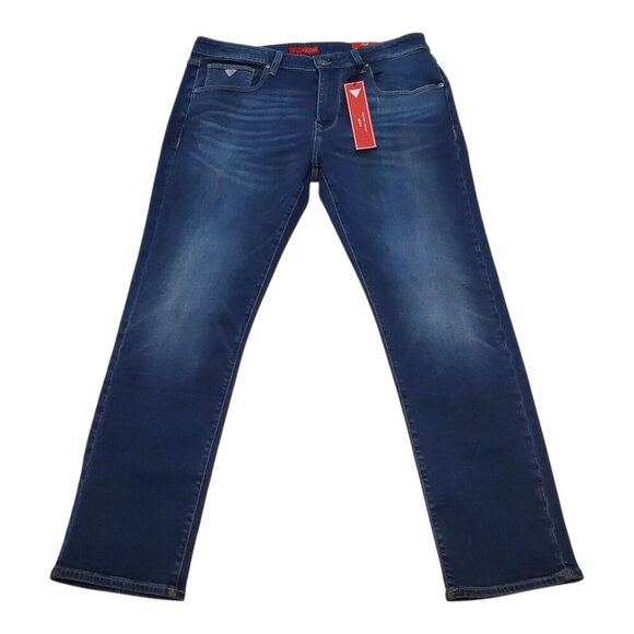 NWT GUESS SZ 38 x 30 Men's Vermont Slim Straight Distressed Stretch Jeans - Picture 1 of 16